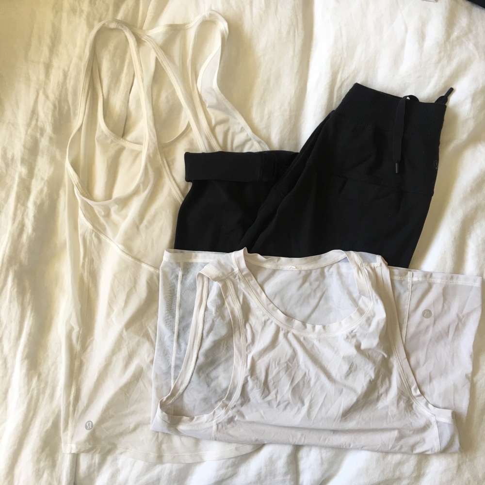 lululemon athletica bundle white tank black jogger